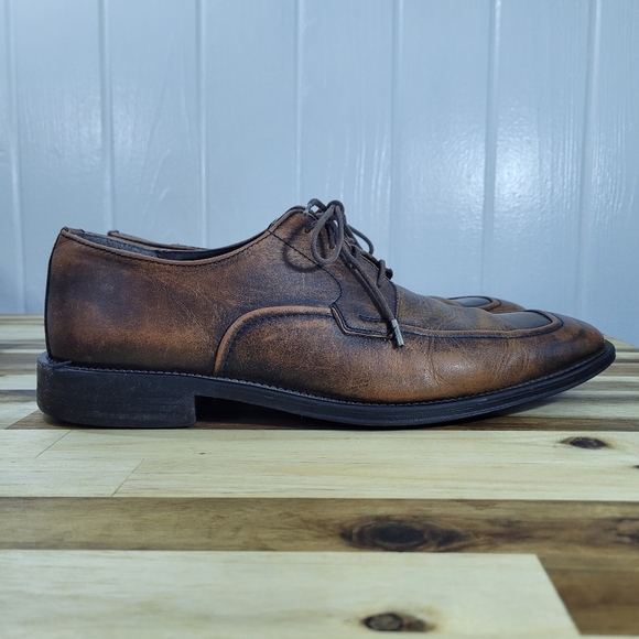 Vintage BASS Mens Size 9.5 Lace Up Oxford Dress Shoes Aged Leather NICE Patina main image 9